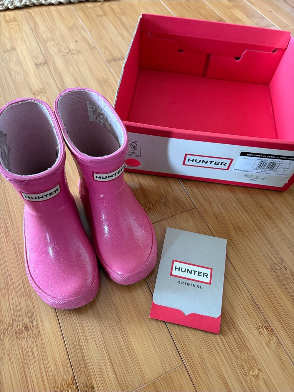 Hunter Kids Pink Glitter Rain Boots toddler size 5